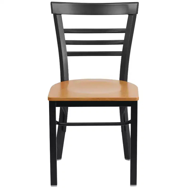Emma and Oliver 2 Pack Three-Slat Ladder Back Metal Restaurant Chair