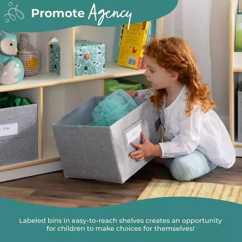 Guidecraft EdQ Dollhouse Bookshelf: Wood Kids' Pretend Play Furniture for Playroom and Classroom with Bins for Toys and Dolls