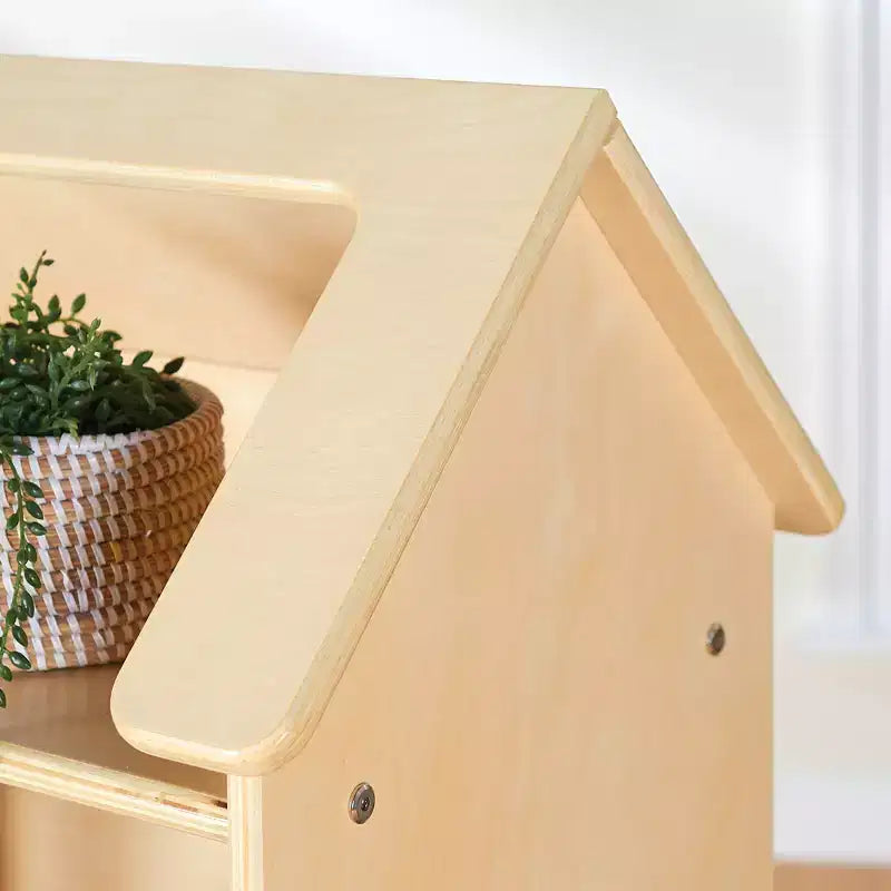 Guidecraft EdQ Dollhouse Bookshelf: Wood Kids' Pretend Play Furniture for Playroom and Classroom with Bins for Toys and Dolls