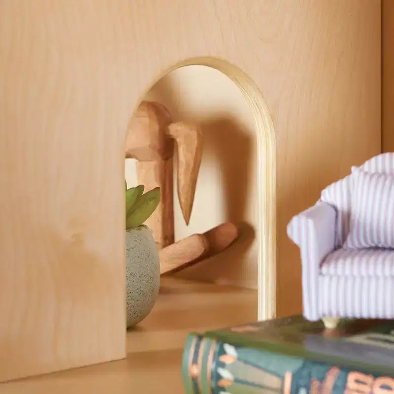 Guidecraft EdQ Dollhouse Bookshelf: Wood Kids' Pretend Play Furniture for Playroom and Classroom with Bins for Toys and Dolls