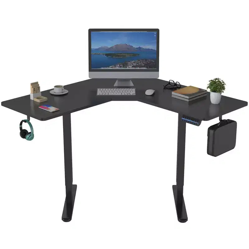 Mount-It! Electric Height Adjustable Desk for Corners, Automatic Standing Desk with Smooth Ergonomic Height Adjustment from 28.3 to 47.2