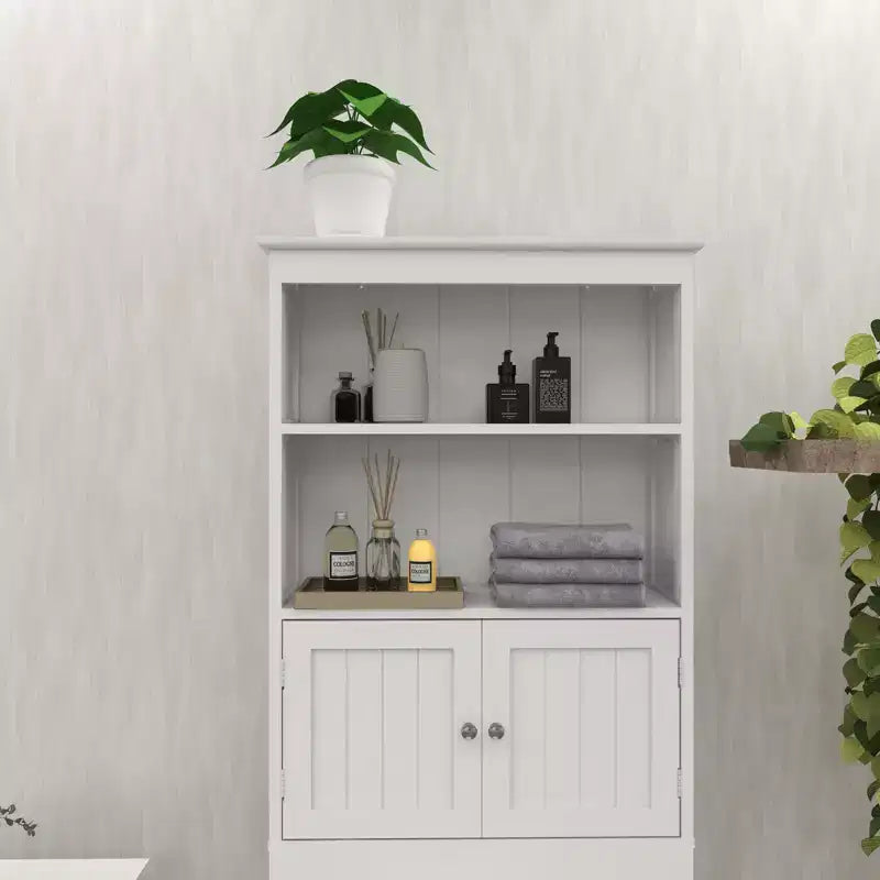 Bathroom Freestanding Storage Cabinet with Shelves Over Toilet, White - ModernLuxe