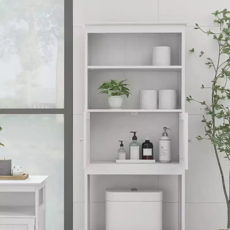 Bathroom Freestanding Storage Cabinet with Shelves Over Toilet, White - ModernLuxe