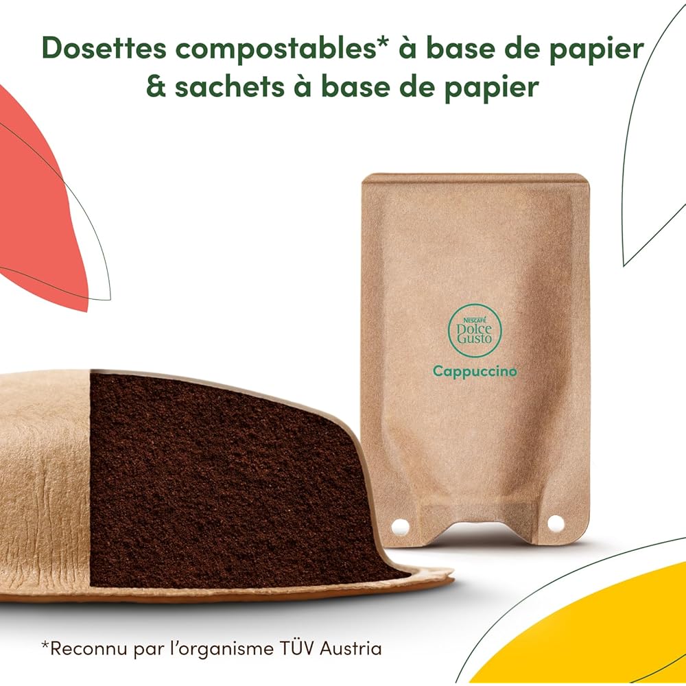 Dolce Gusto NEO Coffee Machine by Krups, Machine à café + 3 boites de dosettes compostables (Espresso, Lungo, Cappuccino), Cafetière multi-boissons connectée YY5242FD : Cuisine et Maison