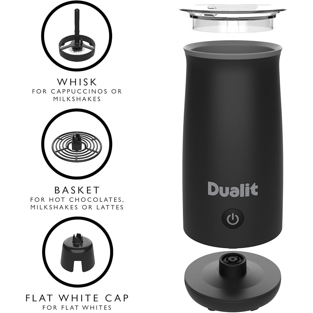 Dualit Mousseur à lait portatif idéal pour les blancs plats, les chocolats chauds, les cappuccinos lattes et plus encore - Fonctionnement One Touch - mousseur filaire : Cuisine et Maison