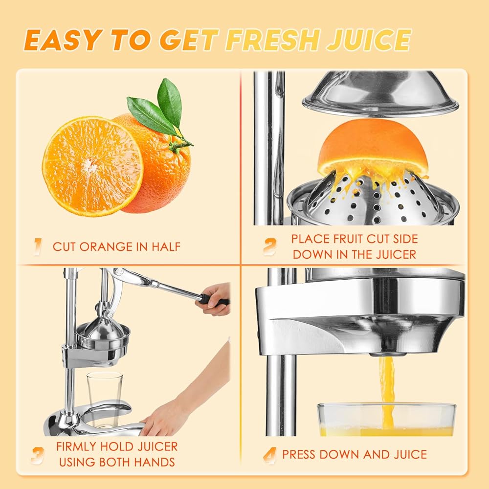 Moongiantgo Presse à Agrumes Manuelle Double Mode, Presse à Citron Professionnelle Avec Levier Facile, Presse à Main Ergonomique Pour Orange, Grenade, Citron Vert Et Pastèque : Cuisine et Maison