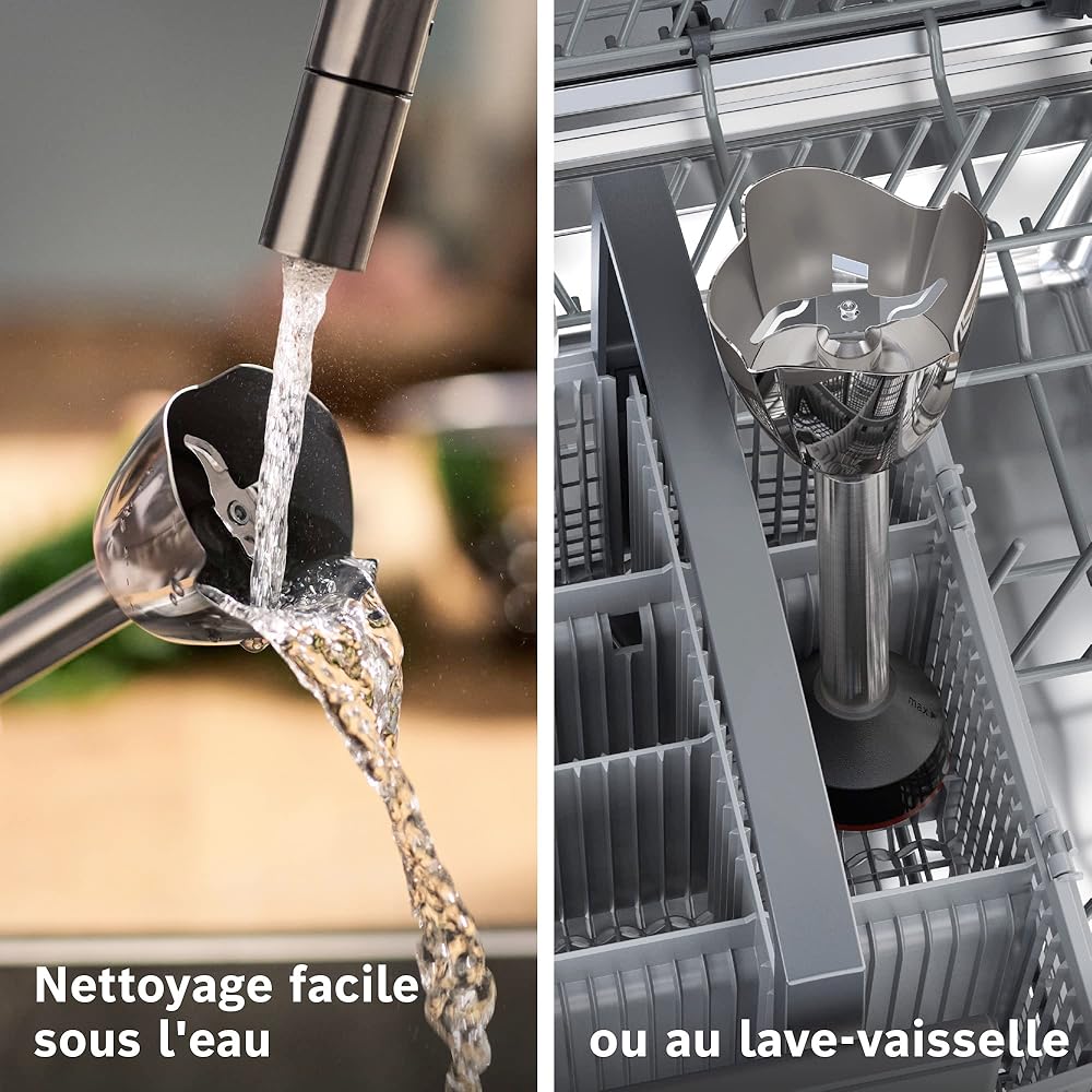 Bosch, mixeur plongeant, ErgoMaster Series 6, moteur 1200 watts refroidi par air, contrôle dynamique de la vitesse, couteau QuattroBlade Pro, accessoires inclus, MSM6M810 : Cuisine et Maison