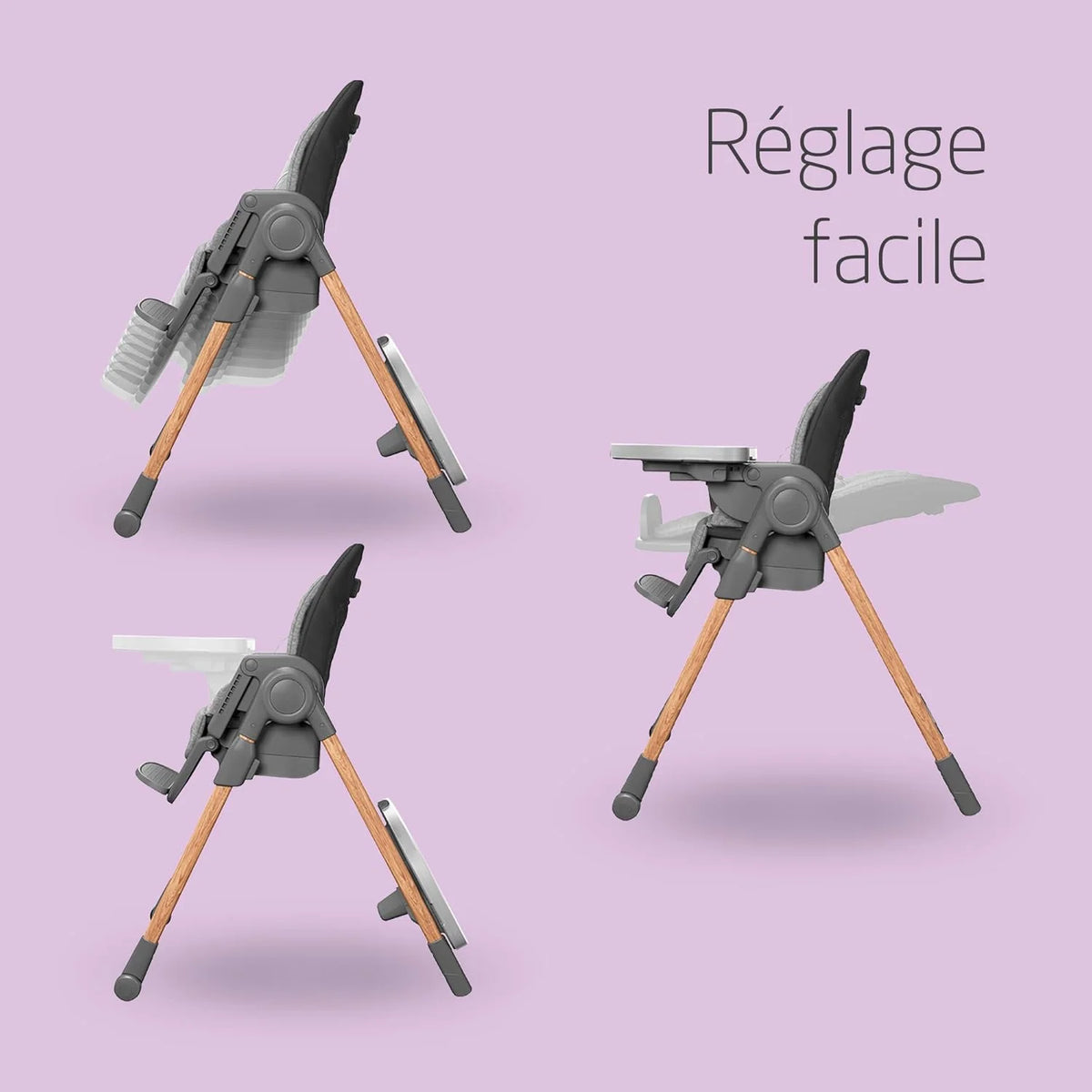 Minla Chaise Haute Bébé Evolutive, Chaise Haute Bébé, 9 Hauteurs Réglables, 5 Différentes Inclinaisons, Pliage compact