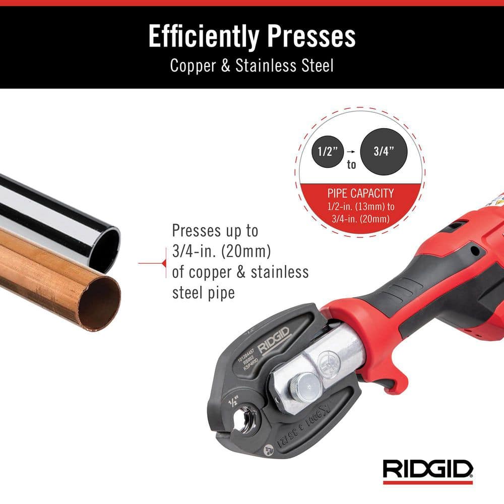 RP 115 Mini Press Tool Kit for 1/2 in. - 3/4 in. Copper & Stainless Fittings with 12V Li-Ion Battery (Includes 6 Items) 72553