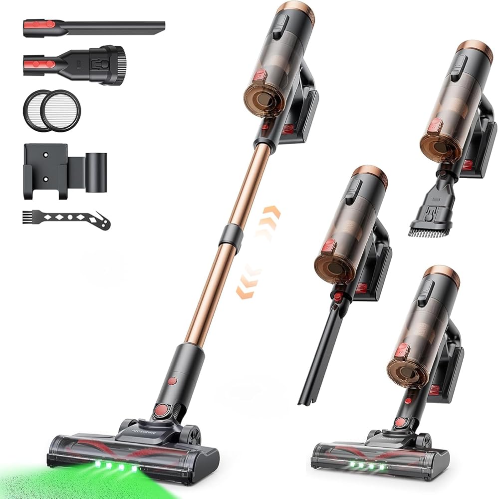 Proscenic P11 Ultra Aspirateur Balai sans Fil,40KPA 450W Aspirateur sans Fil Puissant,LED GreenEye,Brosse Anti-Emmêlement,télescopique Léger Aspirateur Balai pour Tapis Poils Animaux Sol Dur Voiture : Cuisine et Maison