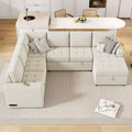 107.5W U-shaped Sectional Sofa Couch, Pull-out Sofa Bed with a Storage Chaise Lounge and Charging Devices 4S -ModernLuxe
