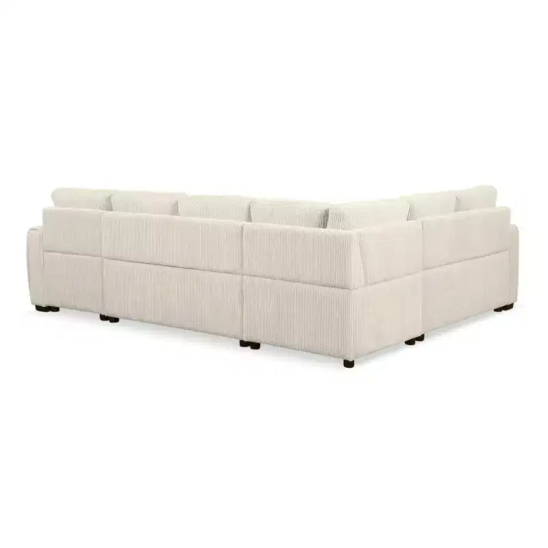 107.5W U-shaped Sectional Sofa Couch, Pull-out Sofa Bed with a Storage Chaise Lounge and Charging Devices 4S -ModernLuxe
