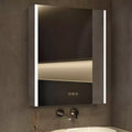HBEZON LED Medicine Cabinet with Mirrors and Lights, Recess/Wall Mount Bathroom Cabinet, 3 Mode Light, Dimmable, Anti-Fog, Outlet, Silver