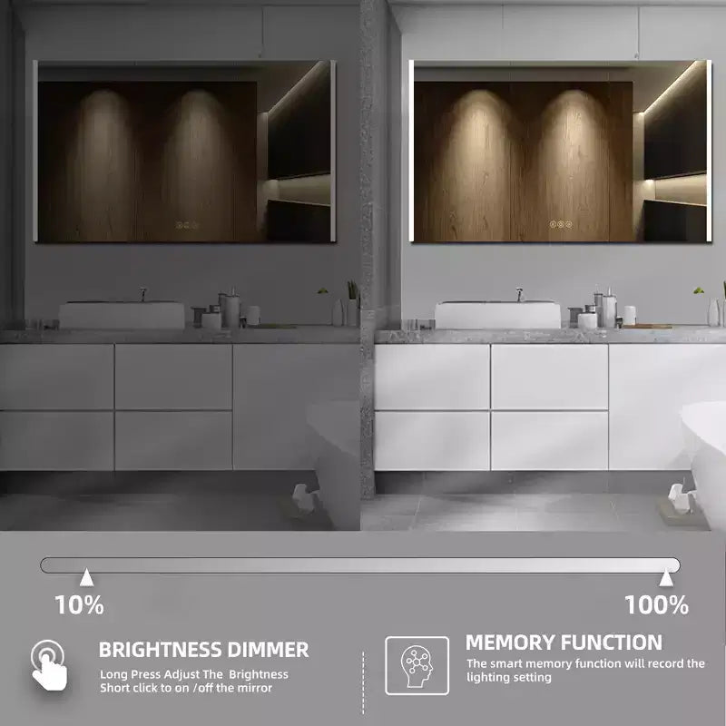 HBEZON LED Medicine Cabinet with Mirrors and Lights, Recess/Wall Mount Bathroom Cabinet, 3 Mode Light, Dimmable, Anti-Fog, Outlet, Silver