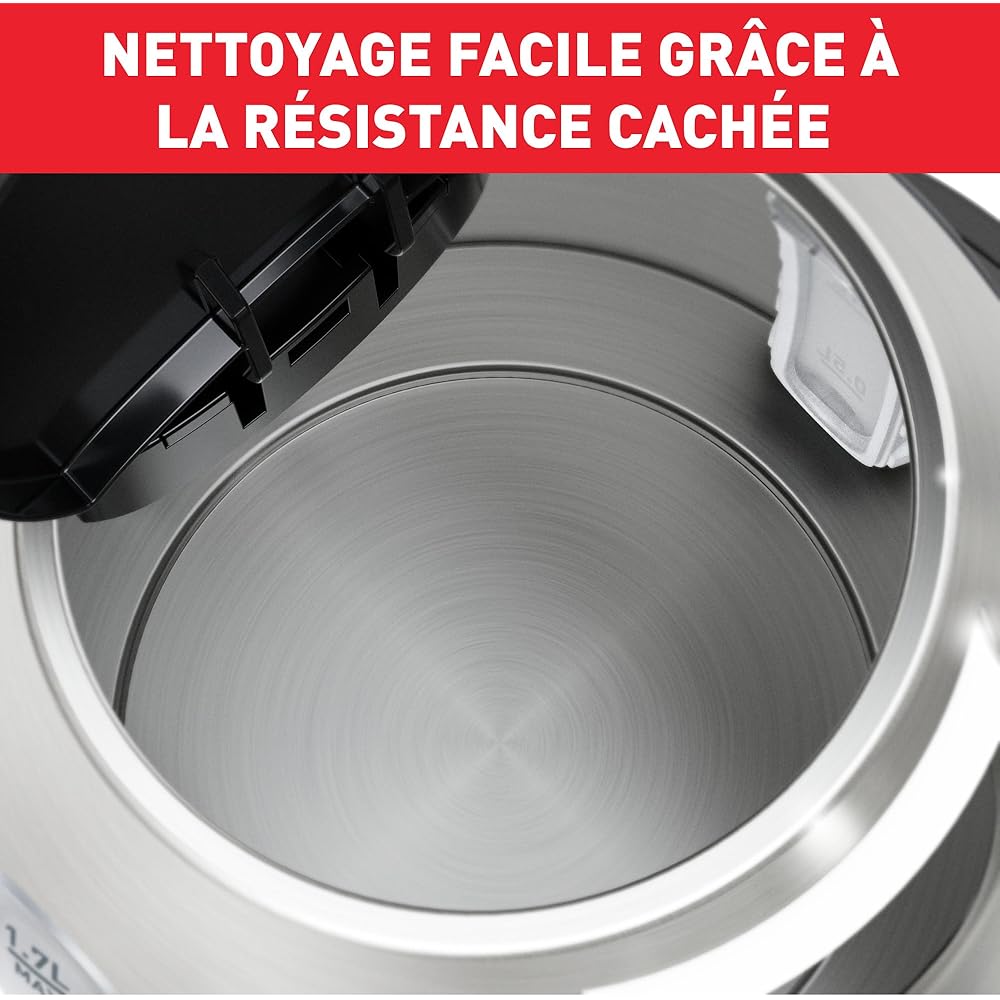 Tefal Bouilloire électrique sans fil inox, 1,7 L, 2400 W, 7 températures réglables de 60 à 100°, Ecran digital, Maintien au chaud 60 min, Express Control KI240D10 : Cuisine et Maison