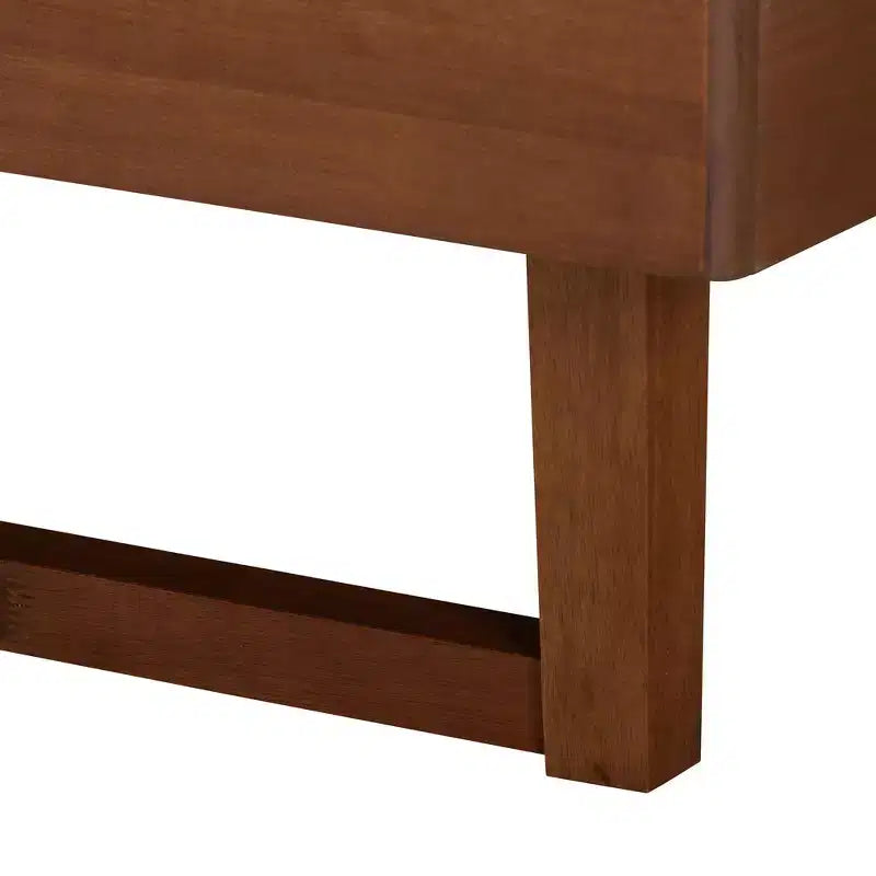 Baxton Studio Bryn Fabric and Wood Platform Bed Gray/Walnut Brown: No Box Spring, Tufted Headboard