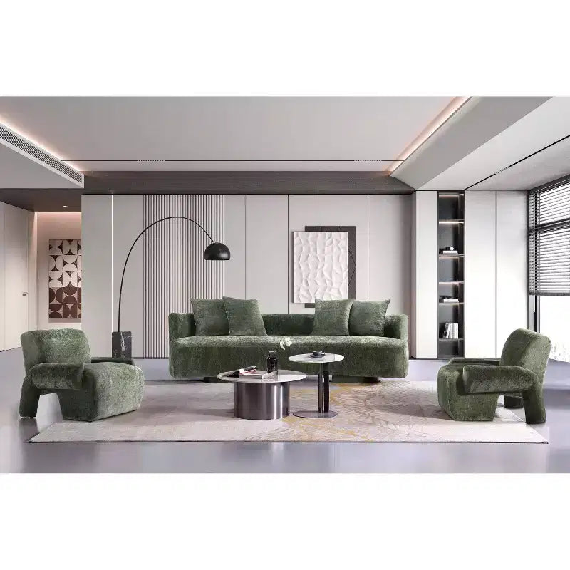 Manhattan Comfort 3pc Verandah Chenille Upholstered 112" Sofa and 2 Accent Chairs