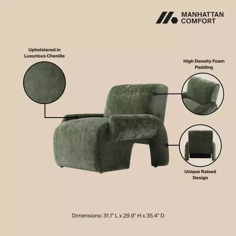 Manhattan Comfort 3pc Verandah Chenille Upholstered 112" Sofa and 2 Accent Chairs