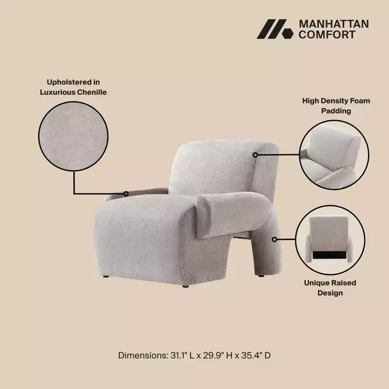 Manhattan Comfort 3pc Verandah Chenille Upholstered 112" Sofa and 2 Accent Chairs