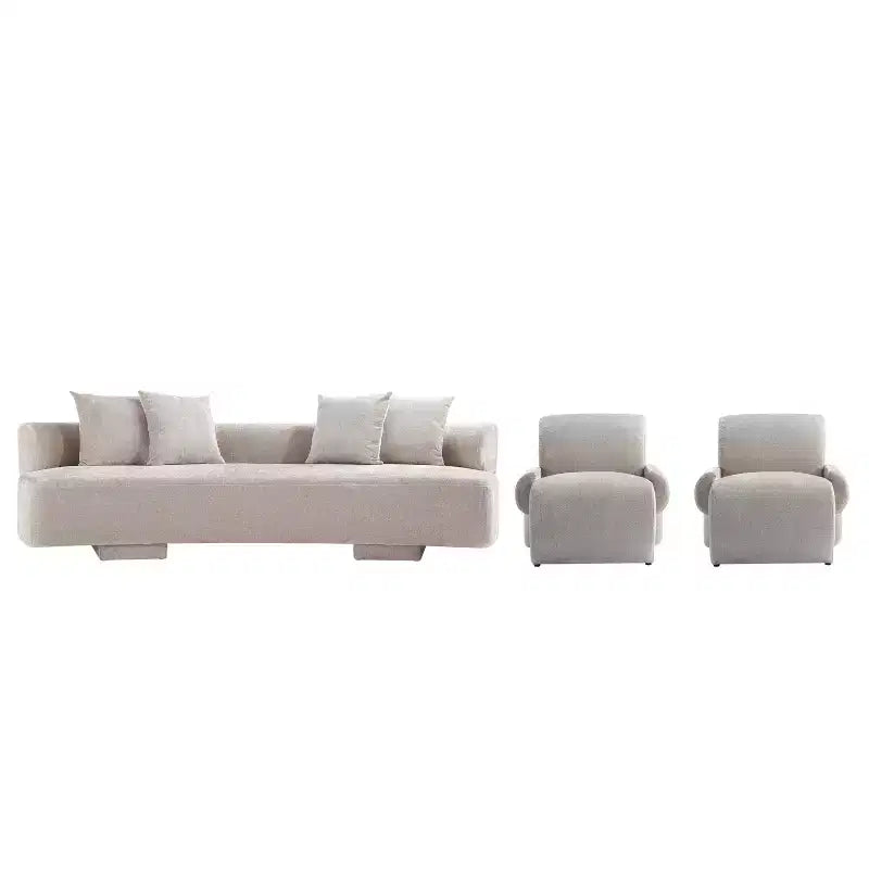Manhattan Comfort 3pc Verandah Chenille Upholstered 112" Sofa and 2 Accent Chairs