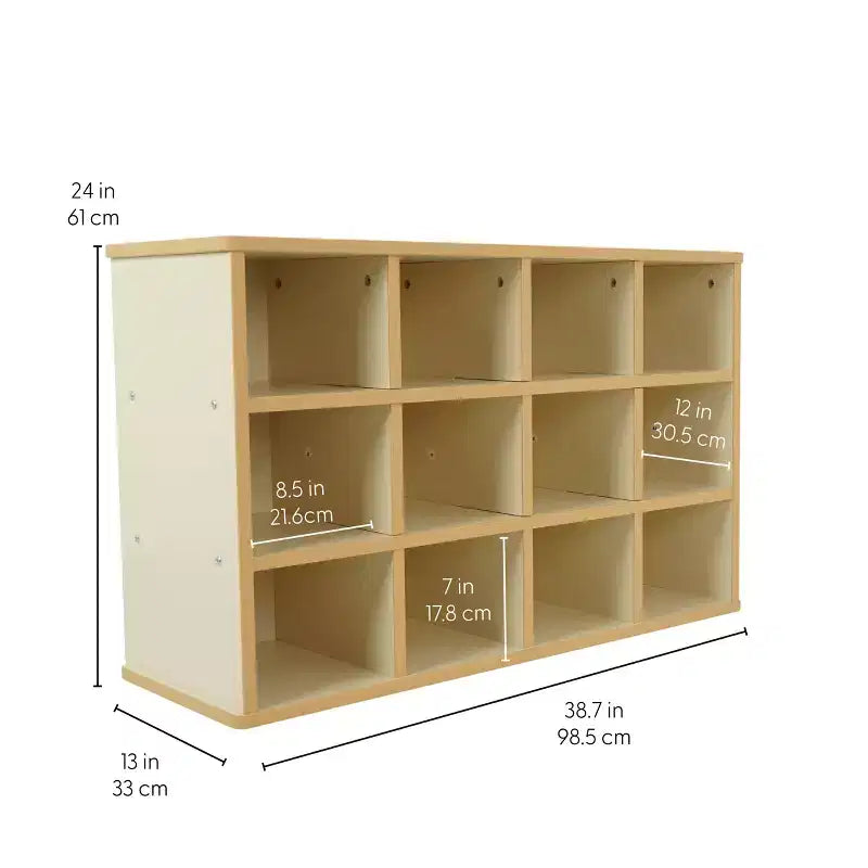 Factory Direct Partners Kids' 24 Cubby Storage Cabinet Almond Maple Wood Laminate