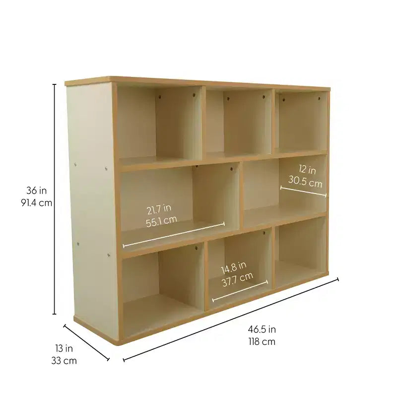 Factory Direct Partners Kids' 24 Cubby Storage Cabinet Almond Maple Wood Laminate