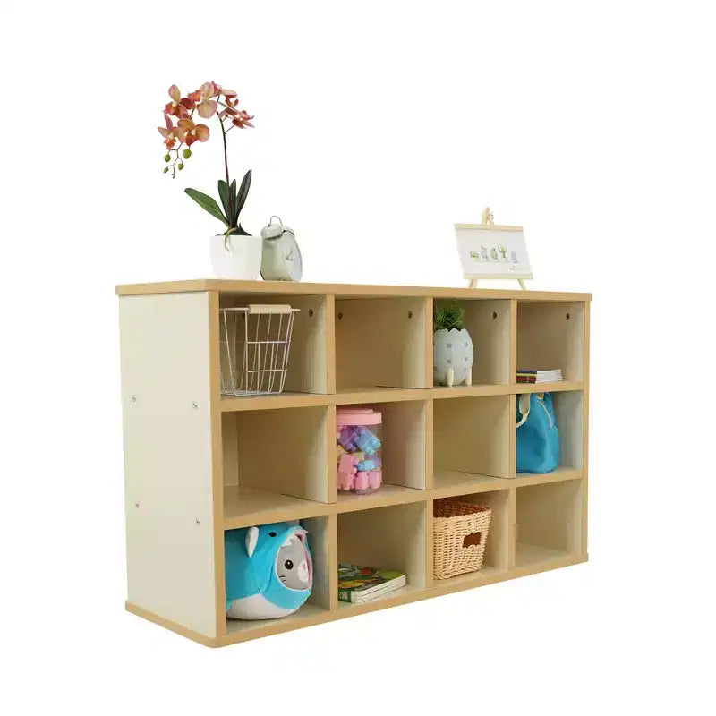 Factory Direct Partners Kids' 24 Cubby Storage Cabinet Almond Maple Wood Laminate