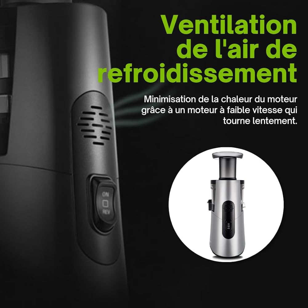 HUROM | Extracteur de jus | Presse à Froid | H-AA | Machine à glaçes | Système silencieux | Entonnoir semi-transparent | 500ml | 150 Watt | Sans BPA | Argent foncé : Cuisine et Maison