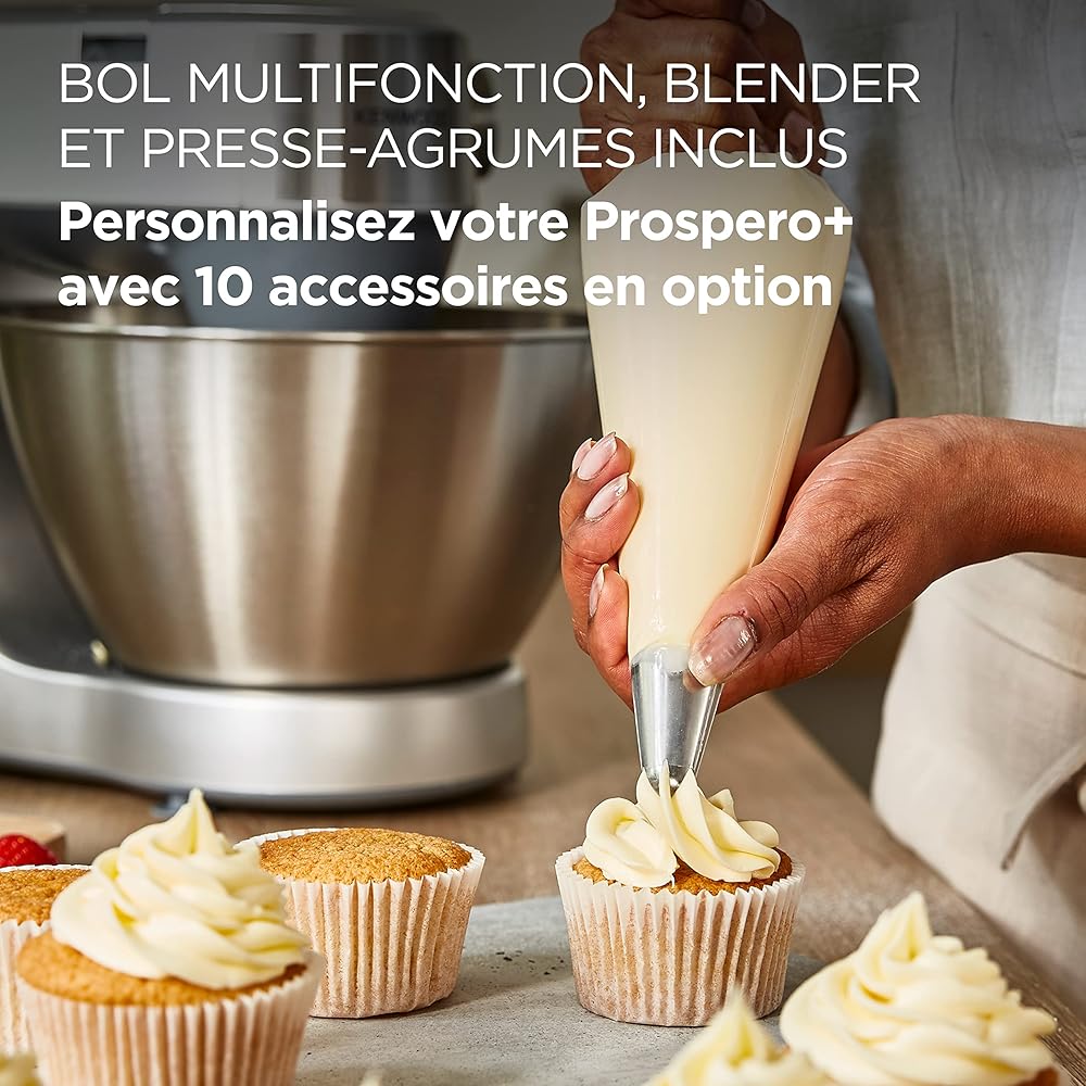 Kenwood Prospero+ KHC29.H0WH, Robot de Cuisine Patissier Multifonction, Mélanger, Battre et Pétrir, Blender 1.5L, Bol Multifonction 1.4L avec Trois Disques et Presse-Agrumes, Bol 4.3L, 1000W, Blanc : Cuisine et Maison