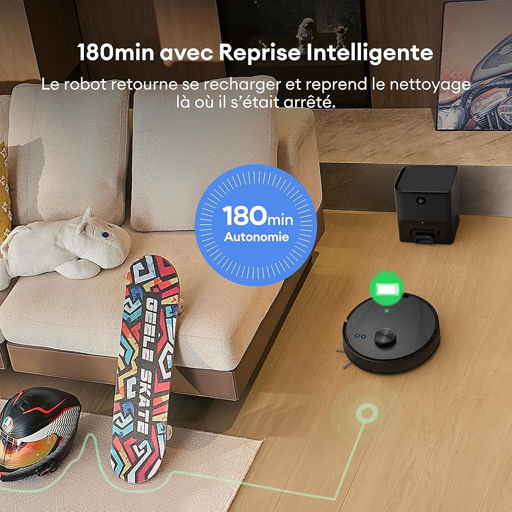 Ultenic T10 Lite Aspirateur Robot Laveur avec Station, 18000Pa Auto-Vidage, Navigation LiDAR, Cartographie Multi-étage, Connecté App-Alexa-Siri-IFTTT - Poils d’Animaux, Cheveux, Poussière et Moquette : Cuisine et Maison