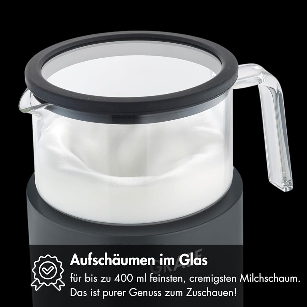 GRAEF MS902 Mousseur à lait en verre, à induction, 6 programmes automatiques, écran tactile, jusqu'à 400 ml de mousse de lait, chocolat chaud : Cuisine et Maison