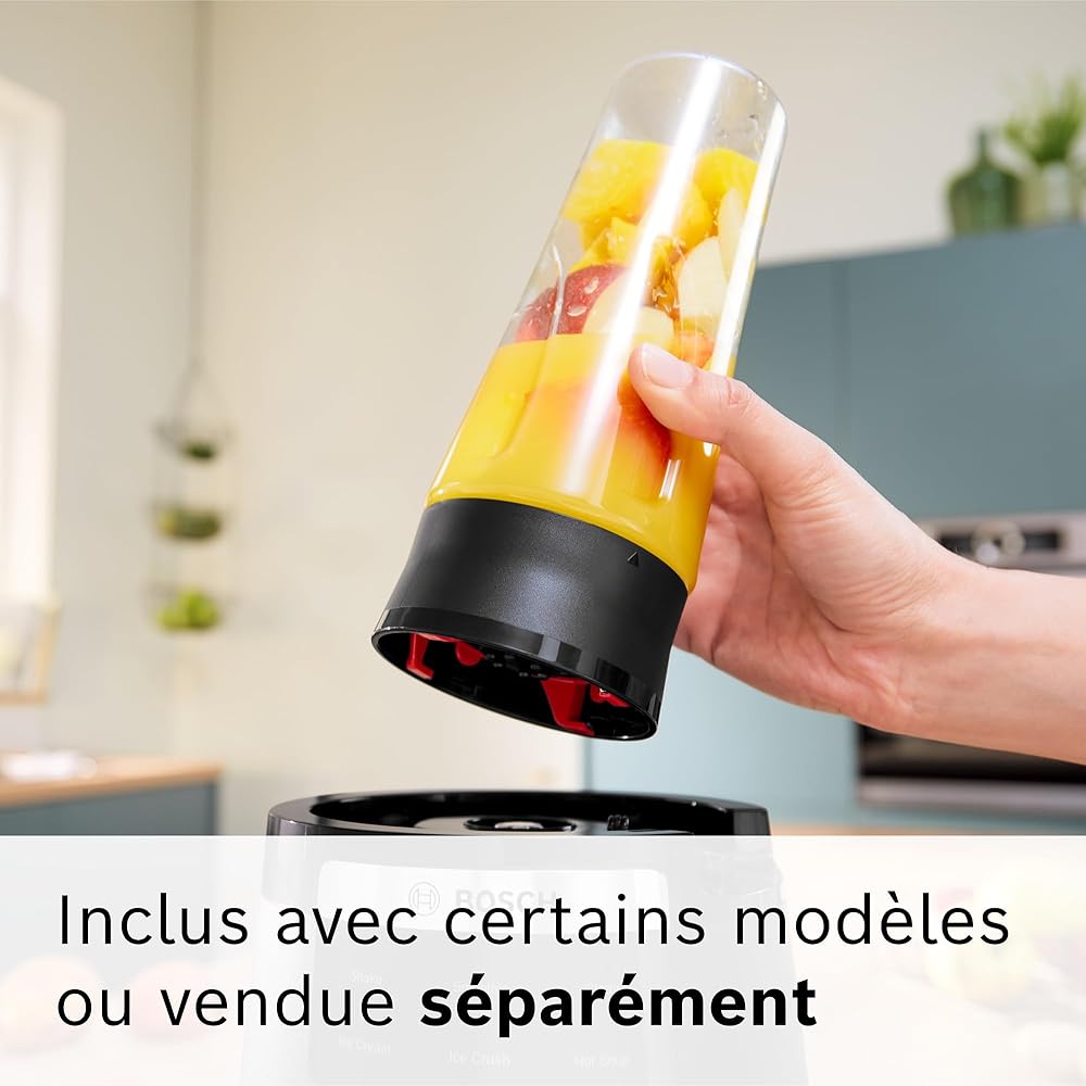 Bosch, VitaPower Série 6, blender haute performance, moteur 1800 watts, vitesse du moteur jusqu'à 45 000 tr/min, 6 programmes automatiques, bol résistant en tritan, noir, MMB6652B : Cuisine et Maison