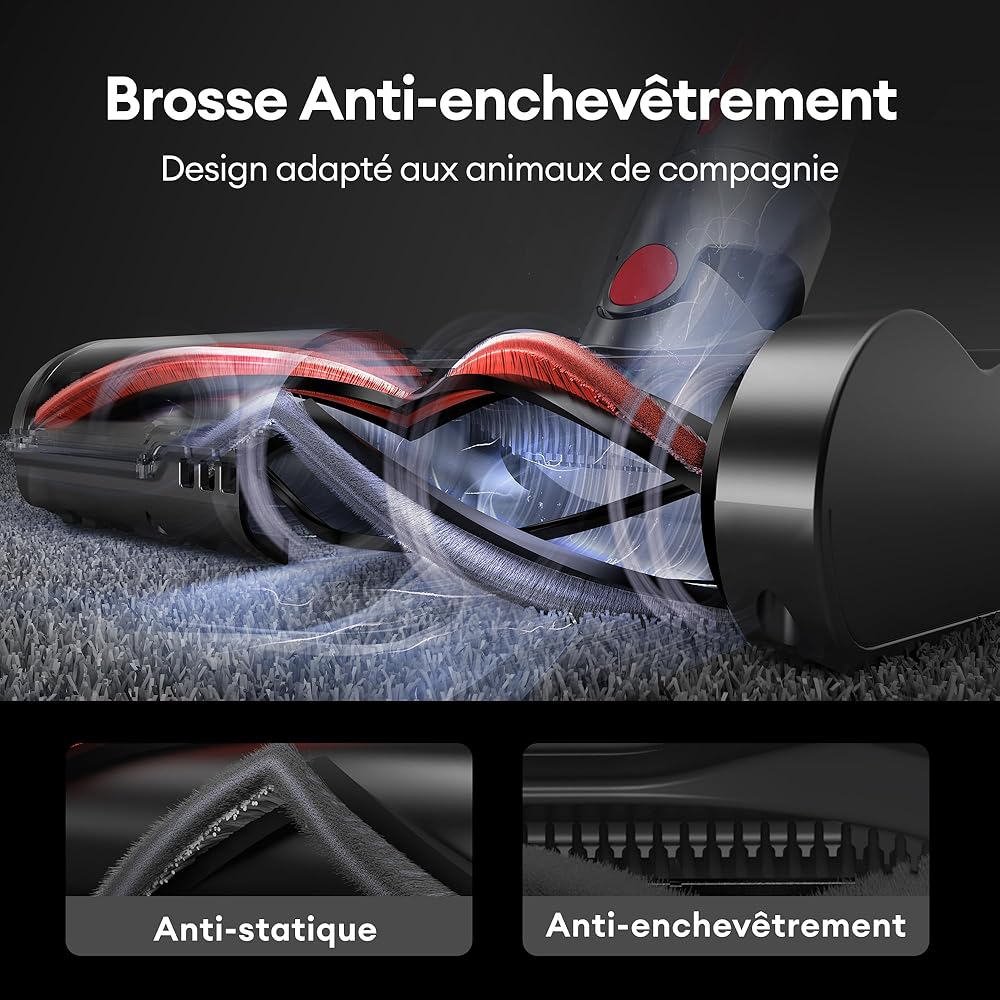 Ultenic U16 Flex Aspirateur Balai sans Fil, 50kPa/60min Aspirateur sans Fil Hyper-Puissant, Technologie GreenEye, Tube Pliable, Brosse Anti-Emmêlement pour Tapis, Poils Animaux, Sol Dur et Voiture : Cuisine et Maison
