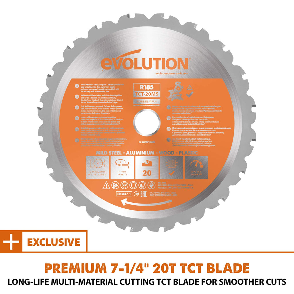Evolution Power Tools R185SMS+ 7-1/4" Multi-Material Compound Sliding Miter Saw Plus