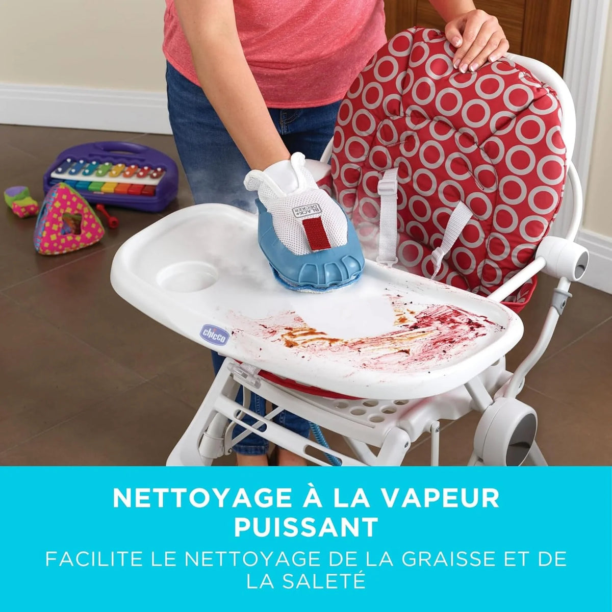 Vadrouille à vapeur 2-en-1 avec gant de nettoyage à main SteaMitt et 11 accessoires, BHSM166DSM-QS
