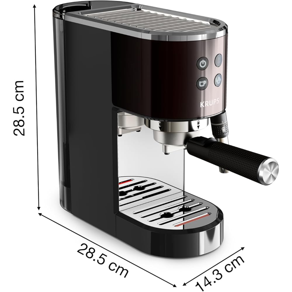 KRUPS Virtuoso+ Machine expresso à pompe, 15 bars, Thermoblock, Acier inoxydable, Buse vapeur, Arrêt automatique, Espresso et cappuccino, Qualité digne d'un barista, Buse vapeur XP444G10 : Cuisine et Maison
