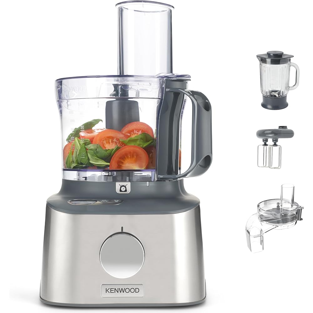 Kenwood Multipro Compact + FDM315SS Robot de cuisine compact, 2,1 l, balance intégrée, couteau en acier inoxydable, 4 disques de travail et 5 autres accessoires, boîtier en métal, 800 W, argenté : Cuisine et Maison