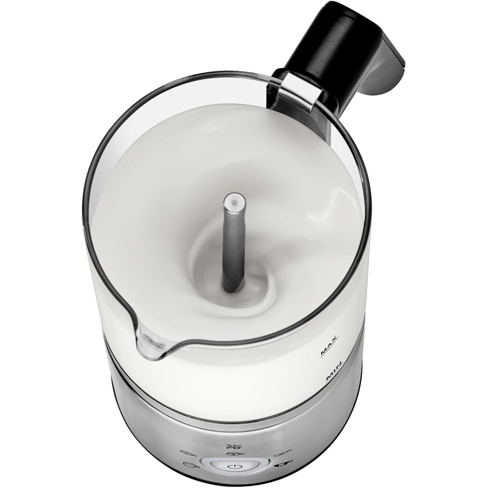 WMF Lono Glas Mousseur à lait électrique, 150-250 ml, 650 W, mixeur Frappe, écran tactile, pour mousse de lait chaud et froid, lait chaud, chauffe-lait, machine à cacao, chocolat chaud, acier : Cuisine et Maison