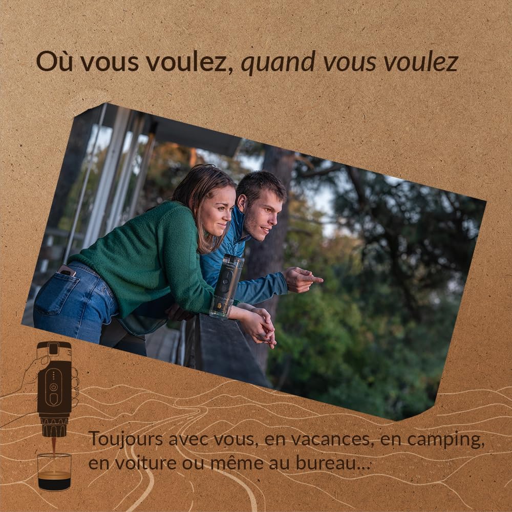 Handpresso - Cafetière portable E-Presso 21700 | Machine a cafe portable avec batterie USB réservoir 60ml - Cafetiere de voyage pour capsules expresso ou café moulu – mini cafetière à batterie : Cuisine et Maison