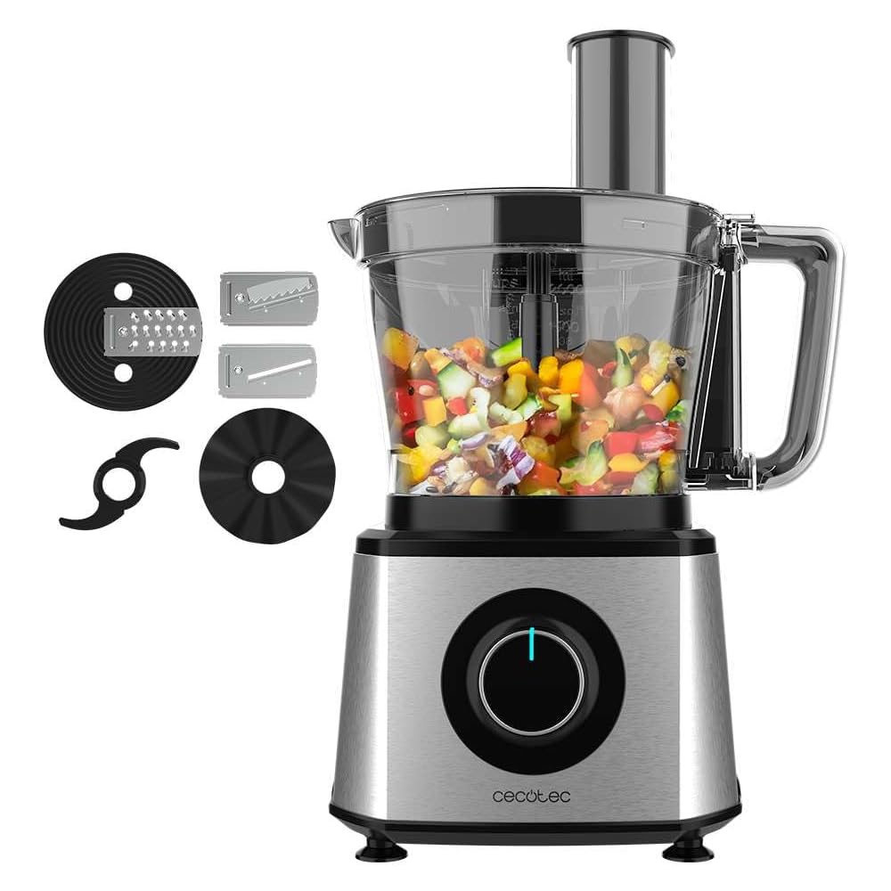 Cecotec Robot culinaire Paprika 1300, 2000W de puissance, en acier inoxydable, bol de 3,5 L, 2 vitesses, 3 disques de coupe, 1 lame pour hacher et 1 pour pétrir : Cuisine et Maison
