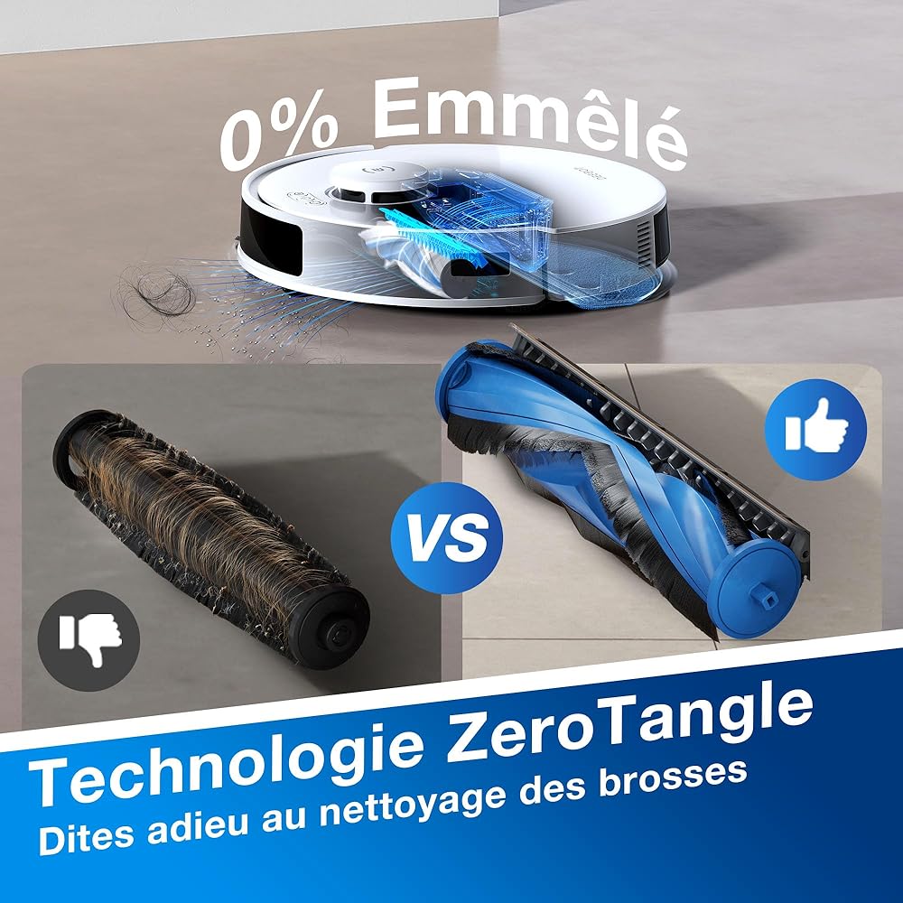 ECOVACS Aspirateur Robot DEEBOT N20 Plus, Robot Aspirateur Laveur 8000Pa avec vidange Automatique poussière, Nettoyage Autonome de 45 Jours, Batterie 300 Min, Anti-Tangle, Tapis et Poils d'animaux : Cuisine et Maison
