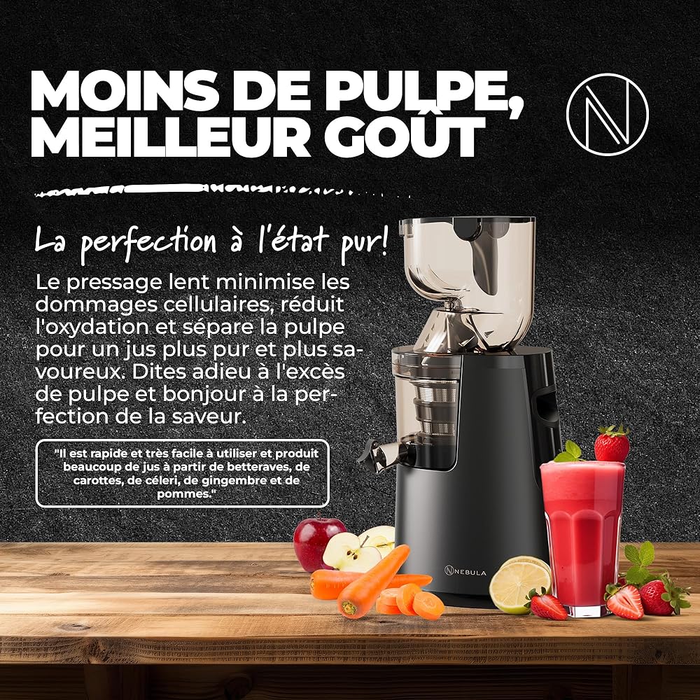 Nebula Red Grande 45RPM Juicer | Extracteur De Jus Pour Fruits Et Légumes | Presse-Agrumes Électrique | Sorbetière Et Machine À Glace : Cuisine et Maison