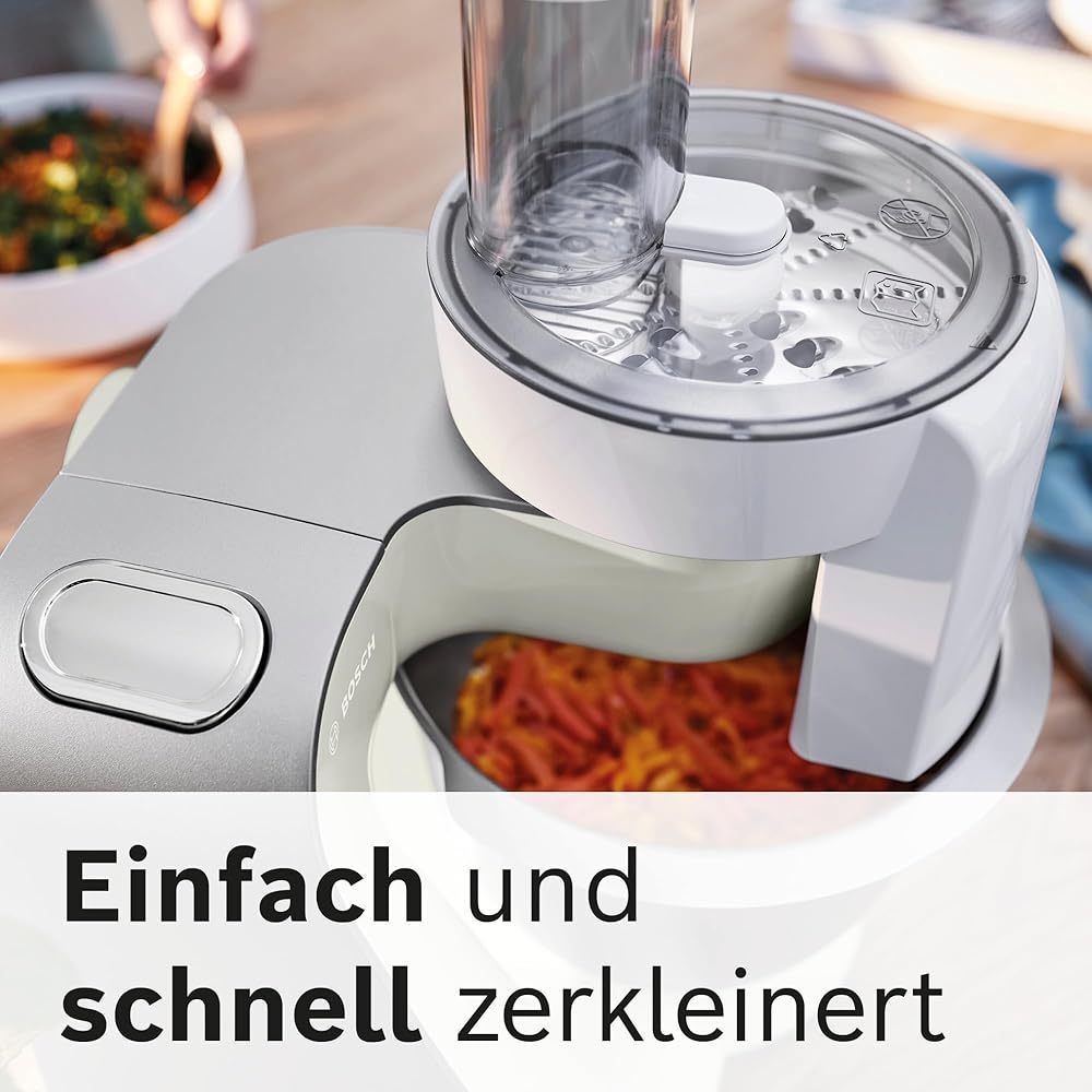Bosch MUM58L20 Robot pâtissier – Machine puissante 1000 W pour cuisine et pâtisserie – 7 vitesses + turbo – Bol en acier inoxydable 3,9 L – Avec accessoires – Couleur gris minéral/argent : Cuisine et Maison