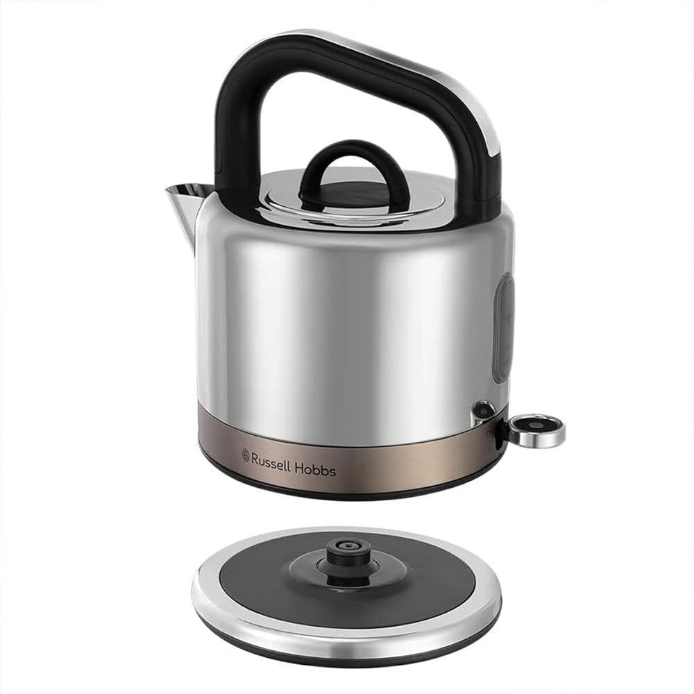 Russell Hobbs Bouilloire Electrique [Design Retro Premium] Distinctions Titanium (1,5L, 2400W, Ebullition Rapide,Ecoulement Parfait,Ouverture Facile, Ergonomique,Filtre anticalcaire amovible) 26422-70 : Cuisine et Maison