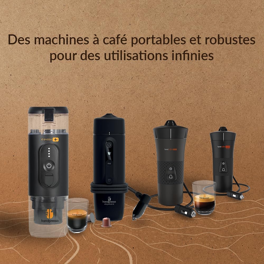 Handpresso - cafetiere portable E-PRESSO+ et sa valise - machine a cafe portable batterie USB | réservoir 90 ml | batterie 3x2,9 mA | Cafetière portable voyage capsules expresso ou café moulu : Cuisine et Maison