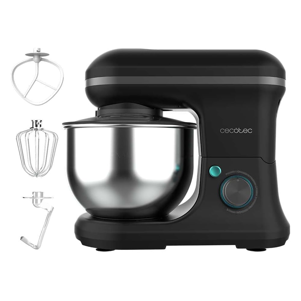 Cecotec Mixeur Cecomixer Merengue 5L 1200 Noir 1200 W à 6 niveaux, 5 fonctions, mouvement planétaire, design élégant, bol en acier de 5 L et accessoires pour fouetter et pétrir : Cuisine et Maison