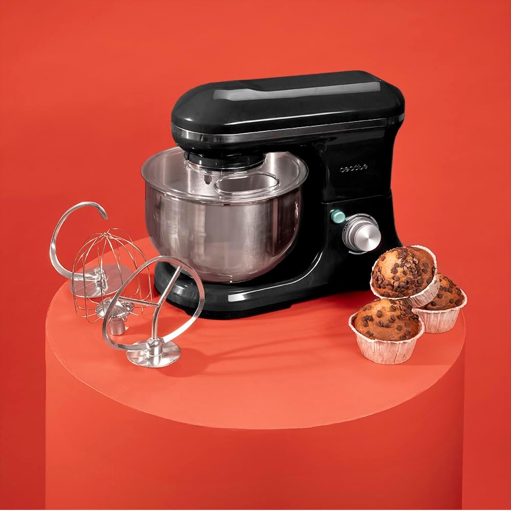 Cecotec Mixeur Cecomixer Merengue 5L 1200 Noir 1200 W à 6 niveaux, 5 fonctions, mouvement planétaire, design élégant, bol en acier de 5 L et accessoires pour fouetter et pétrir : Cuisine et Maison