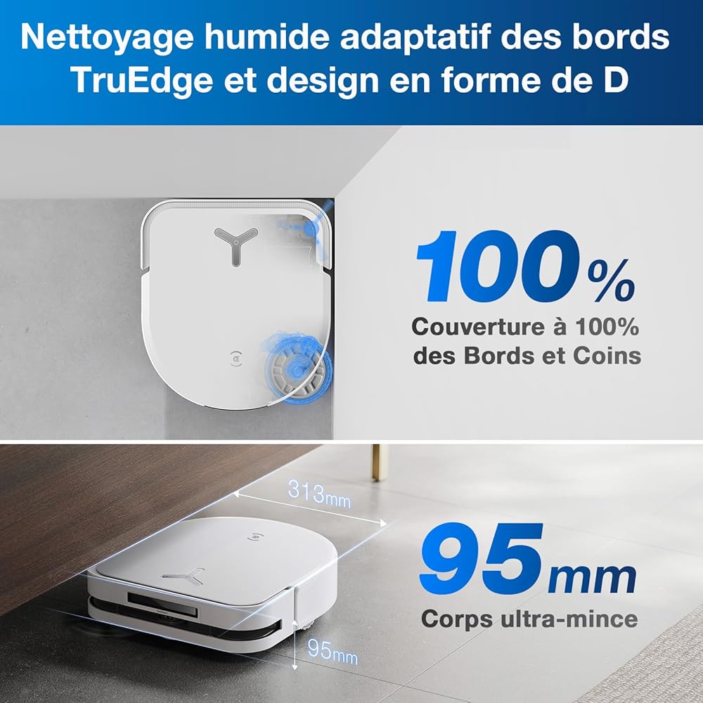 ECOVACS Aspirateur Robot DEEBOT X5 Omni, Robot Aspirateur Laveur avec Station, 12800Pa, ZeroTangle, Nettoyage Humide adaptatif TruEdge, Lavage à l'eau Chaude à 70°C, Levage des Patins de 15mm, Blanc : Cuisine et Maison