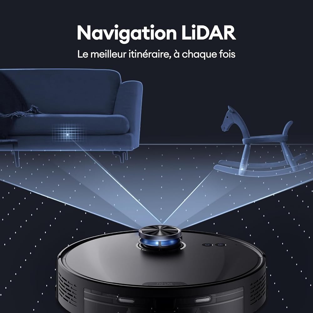 Ultenic T10 Lite Aspirateur Robot Laveur avec Station, 18000Pa Auto-Vidage, Navigation LiDAR, Cartographie Multi-étage, Connecté App-Alexa-Siri-IFTTT - Poils d’Animaux, Cheveux, Poussière et Moquette : Cuisine et Maison