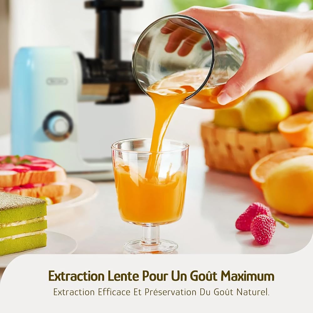 Extracteur de Jus de Fruits et Légumes Hazel Quinn - Technologie Sans Filtre pour un Nettoyage Facile, Modes 2 Vitesses et Fonction Inverse, Moteur Silencieux 80 tr/min, Sans BPA. : Cuisine et Maison
